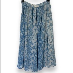 NWT L'Agence Women's Pleated Maxi Skirt Blue Ivory Flowy Coquette Prairie Size 0